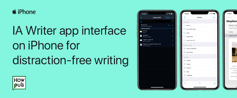 IA Writer app interface on iPhone for distraction-free writing