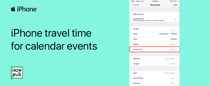 iPhone travel time for calendar events