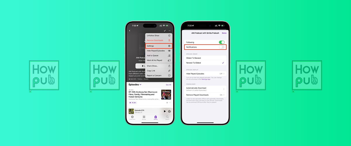 Enabling podcast notifications on iPhone