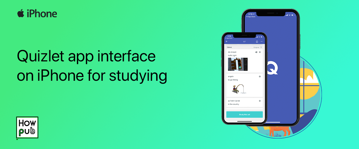 Quizlet app interface on iPhone for studying