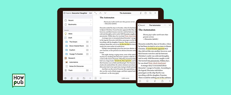 Scrivener app for writing and organizing stories on iPhone