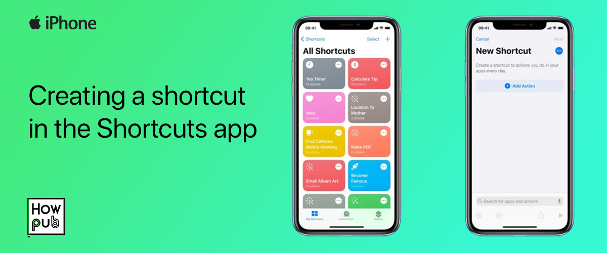 Creating a shortcut in the Shortcuts app